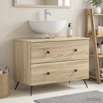 vidaXL Wastafel kabinet voor de badkamer BREDA Sonoma Eiken, Verzenden, Nieuw