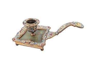 Magnifique Bougeoir cloisonné - Bougeoir - Laiton, Émail,