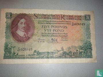 Zuid-Afrika 5 Pounds - 1958, Verzenden, Los biljet
