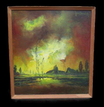 Leo Jordaens ( 1944 - 2000 ) - Plaslandschap met