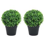 vidaXL Kunstplanten met pot 2 st buxus bolvorming 37 cm, Verzenden