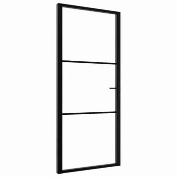 vidaXL Binnendeur 102,5x201,5 cm ESG-glas en aluminium zwart, Verzenden