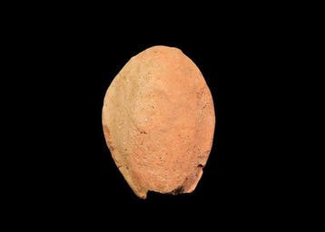 Byzantijns Terracotta Slipper-olielamp met geometrisch, Antiek en Kunst