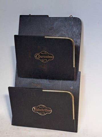 Tijdschriftenhouder - Hout, Messing - Amsterdamse school, Antiek en Kunst