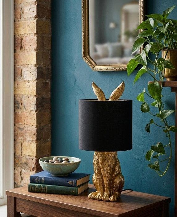 Lampe - Résine - Lampe à poser Lapin doré, Antiquités & Art, Art | Objets design