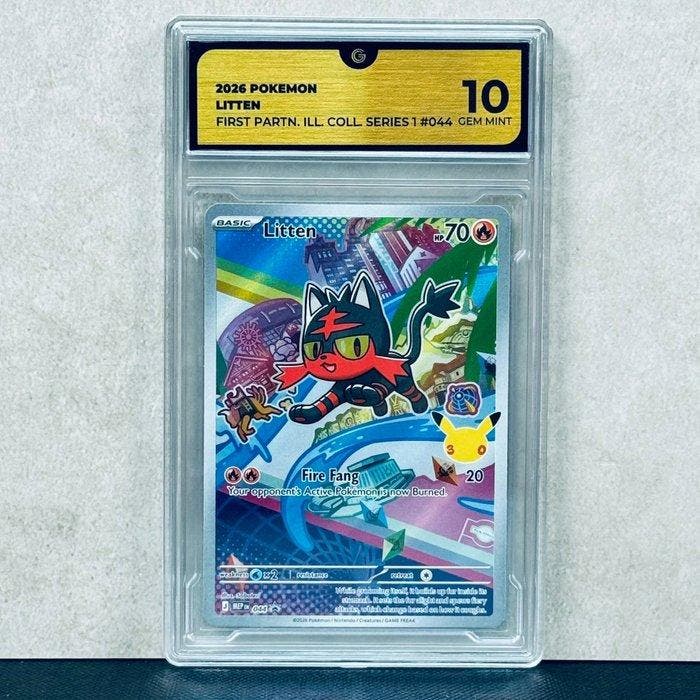 Pokémon Graded card - LITTEN 044 FIRST PARTNER - Pokémon -, Hobby en Vrije tijd, Verzamelkaartspellen | Pokémon