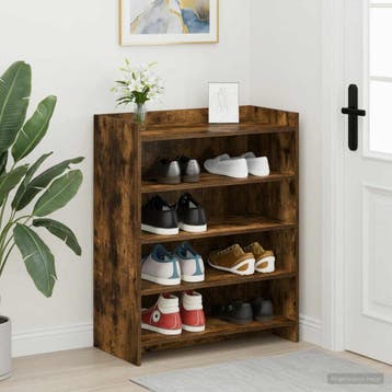 vidaXL Schoenenkast Gerookt eiken 73,5 x 36 x 92 cm Bewerkt, Verzenden