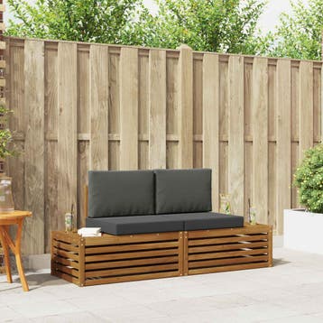 vidaXL 2 st Buiten bank set Massief Acacia Hout en Polyester, Verzenden