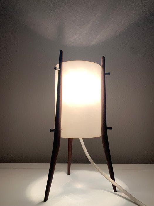 ALFAPLEX Milano - Statief tafellamp - plexiglas, Teak -, Antiquités & Art, Antiquités | Éclairage