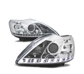 Phares Pour Ford Focus II 08-10 Led Daylight Chromé, Verzenden, Nieuw