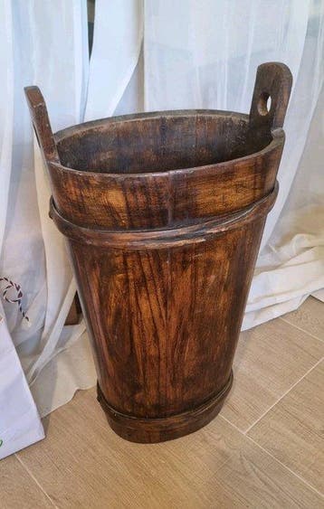 Antica Bigoncia In Legno Di Castagno Portaombrelli Portavaso