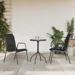 vidaXL 3-delige Tuinset staal zwart, Verzenden, Tuinset