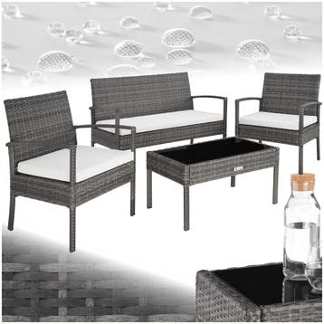 Wicker zitgroep Sparta 3+1 - grijs, Tuin en Terras, Verzenden, Nieuw
