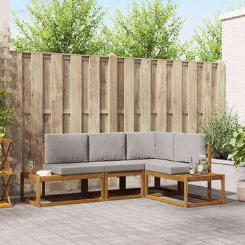 vidaXL 4 st Buiten bank set Massief Acacia Hout en Polyester, Verzenden