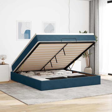 vidaXL Ottoman bed met matras 180x200 cm fluweel donkerblauw, Verzenden, Nieuw
