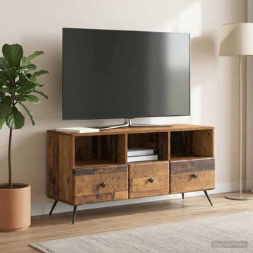 vidaXL TV Kast met lade Oud hout 102 x 34,5 x 50 cm Bewerkt, Verzenden, Nieuw