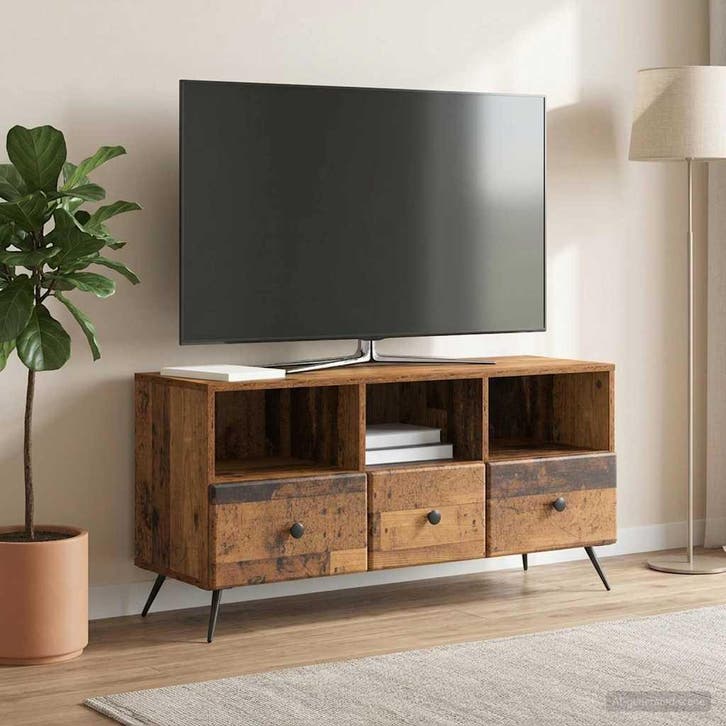 vidaXL TV Kast met lade Oud hout 102 x 34,5 x 50 cm Bewerkt, Maison & Meubles, Armoires | Mobilier de télévision, Envoi