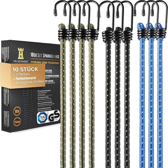 2dekans | Heldenwerk Spanelastiek - 10 Stuks - Heavy-Duty -, Caravanes & Camping, Outils de camping, Enlèvement ou Envoi