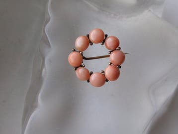 14 karaat - Coral, Geel goud - Broche - Nieuwe Kunst, Antiek en Kunst