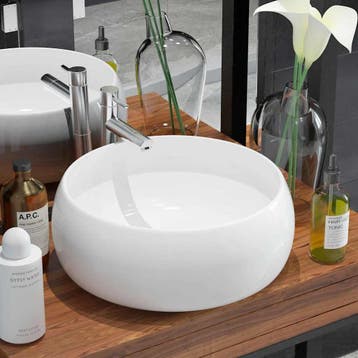 vidaXL Wastafel rond 40x15 cm keramiek wit, Doe-het-zelf en Bouw, Sanitair, Verzenden, Nieuw