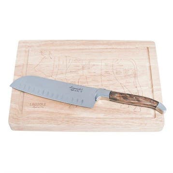 Laguiole - Santoku Knife - with cutting board - Olive Wood -