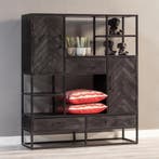 Vakkenkast Mangohout Kjeld 120 Zwart, Verzenden, Nieuw, Overige houtsoorten, Industriële meubels