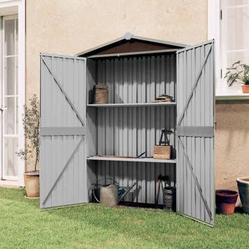 vidaXL Tuinschuur 116x45x175 cm gegalvaniseerd staal bruin, Tuin en Terras, Verzenden, Nieuw