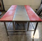 RVS Snijtafel, Werktafel met 4 snijbladen, B251 x D140 x