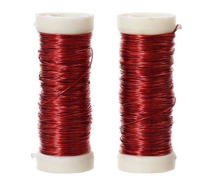 Rood draad op rol 2*30 meter 0.3mm metaaldraad set van 2, Huis en Inrichting, Woonaccessoires | Kunstplanten en Kunstbloemen, Nieuw