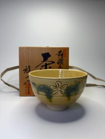 Paire de bols à thé japonais – céramique Ki-Seto et Ao-Nami