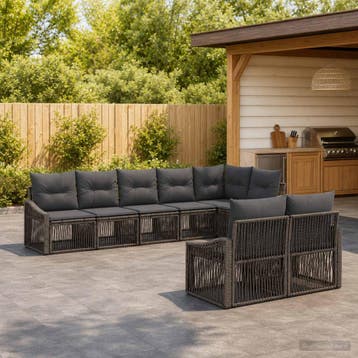 vidaXL Tuinbank Set 8 st Grijs poly rattan, Verzenden, Nieuw