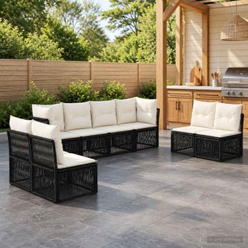 vidaXL Tuinbank Set 8 st Zwart poly rattan, Verzenden