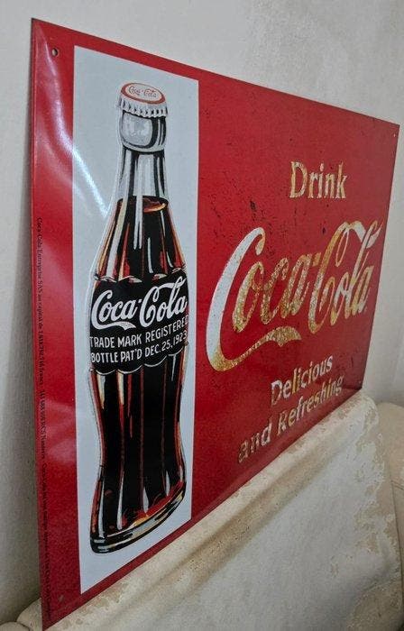 Coca-Cola - enseigne publicitaire Coca-Cola - Coca-Cola -, Antiquités & Art, Antiquités | Assiettes décoratives & Carrelages