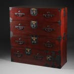 ladekast - Keyaki (Zelkova) hout, Sugi (ceder) hout, ijzer -