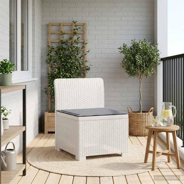 vidaXL Eén-zits Tuin Sofa met Kussen Rieten Look PP Wit, Verzenden, Nieuw