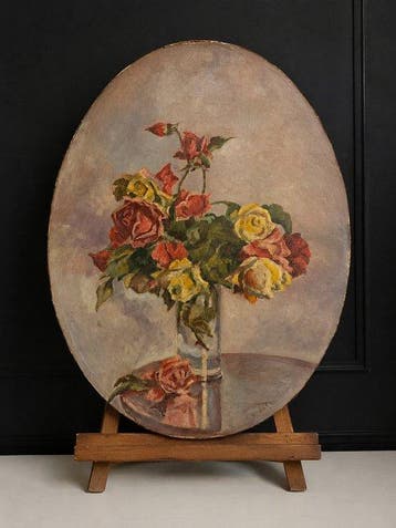 French School (XIX), Signed P. Vals - Floral Still Life with, Antiquités & Art