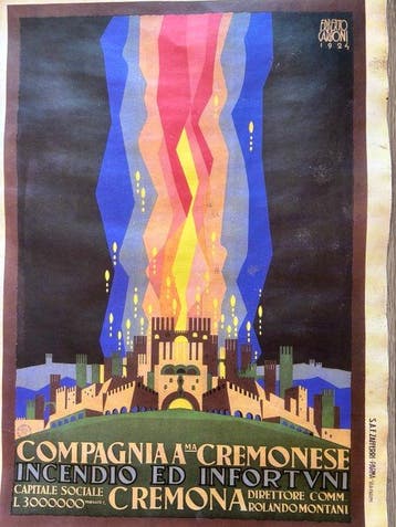 Carboni Erberto - Manifesto Compagnia Cremonese Incendio ed, Antiek en Kunst