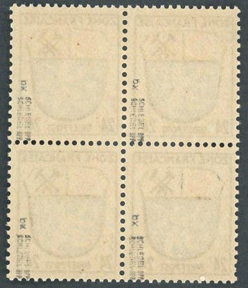 Franse zone 1945 - Blok van vier met 24 Pf papier, in goede
