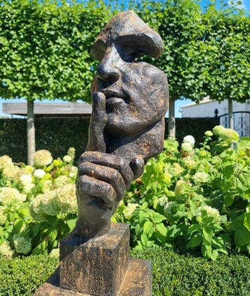Figurine - Man met zijn wijsvinger voor de mond - 78 cm -