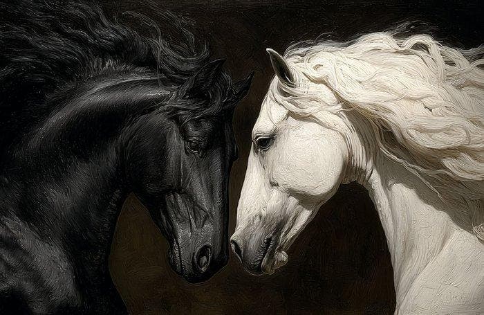 Canvas Fit - Alberto Ricardo - Duelos del Alma: Caballos en, Antiek en Kunst, Curiosa en Brocante