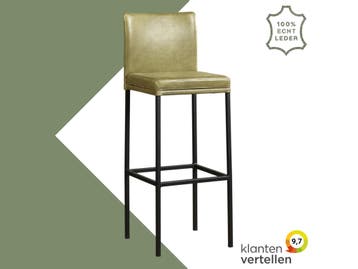 Leren barkruk Break hoog - Vintage Olive (olijf/groen) -, Nieuw, Leer, Ophalen of Verzenden, 90 cm of meer