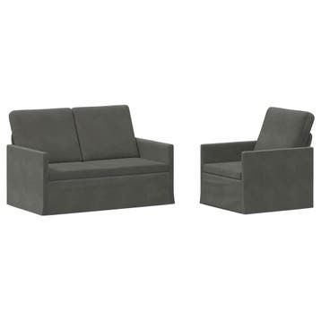 vidaXL bank / zetelstel 2 pcs Donkergrijs Corduroy stof, Verzenden, Nieuw