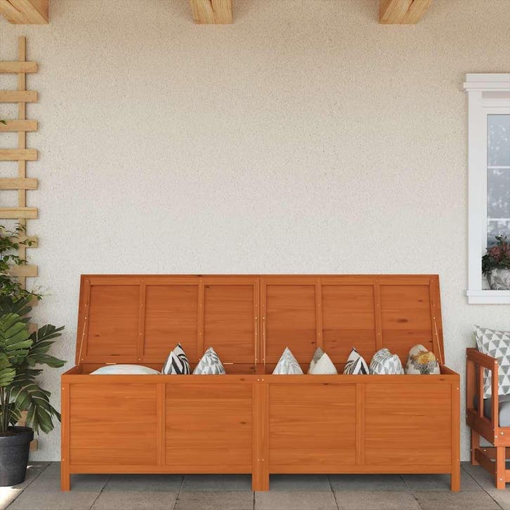 vidaXL Tuinbox 198,5x50x56,5 cm massief vurenhout bruin, Jardin & Terrasse, Stockage & Armoires de jardin, Envoi