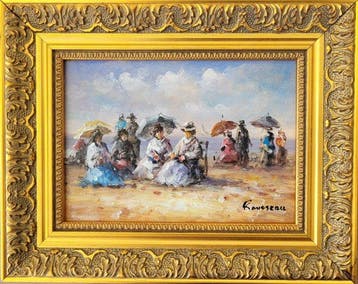 Camille Rousseau (1949) - Les élégantes à la plage ~, Antiquités & Art