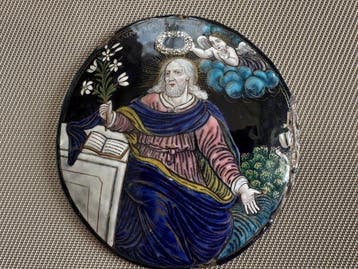 Saint Joseph couronné - Pierre Nouailher - Plaque émaillée -