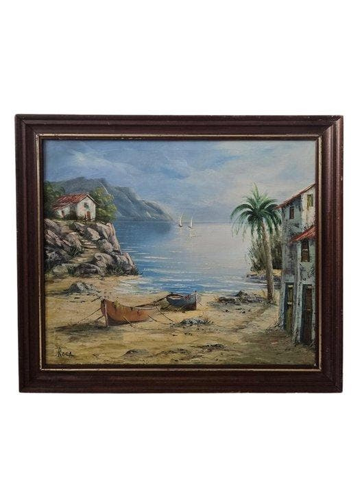 S. Roca (XX) - Paisaje de Ribera, Antiquités & Art, Art | Peinture | Classique