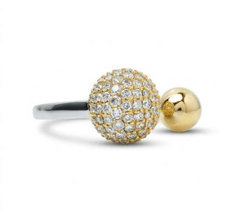 Cocktailring - 14 karaat Geel goud - 1.18ct. tw. Diamant