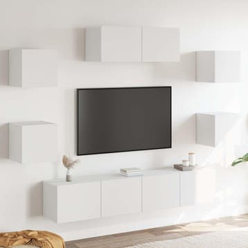 vidaXL 7-delige Tv-meubelset bewerkt hout wit, Verzenden
