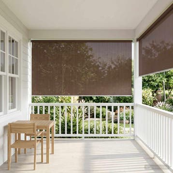 vidaXL Buitenrolgordijn 90% UV-blok Taupe 350 x 230 cm HDPE, Verzenden