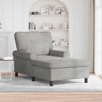 vidaXL Chaise Lounge met kussen Lichtgrijs 91 x 157 x 91 cm, Maison & Meubles, Verzenden